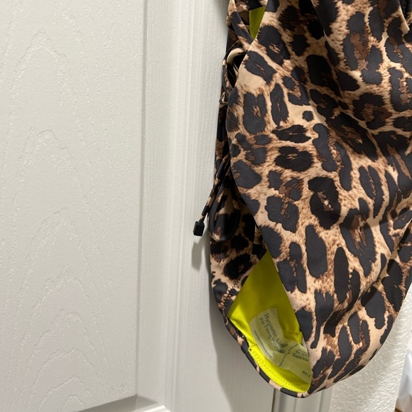 Bar III Beach Cheetah Lace-Up One-Piece Swimsuit - Picture 6 of 8